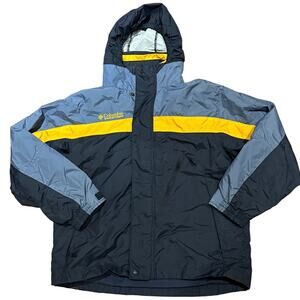 Columbia Boys 14/16 Navy Blue Color Block Full Zip Hooded Coat Jacket